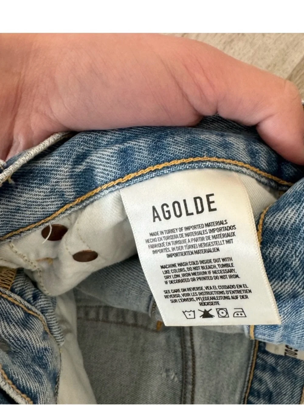 Agolde Washed Light Blue Distressed Cutoff Shorts